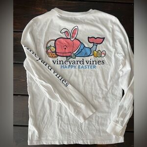 Vineyard Vines White Easter Whale Long Sleeve youth medium